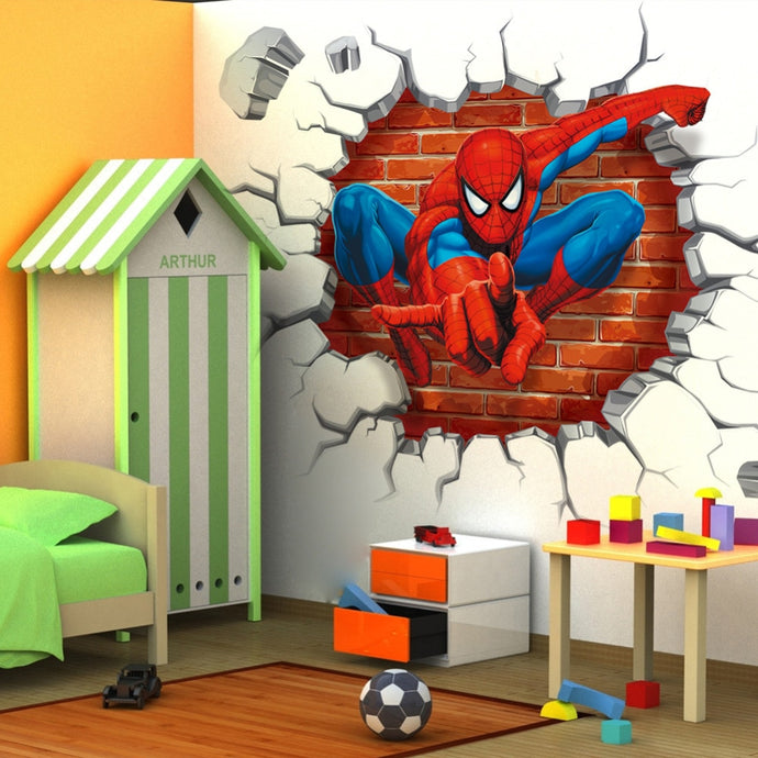 3D Hole Famous Spiderman Wall Stickers