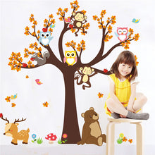 Load image into Gallery viewer, Tree Branch Animal Owl Monkey Bear Deer Wall Stickers