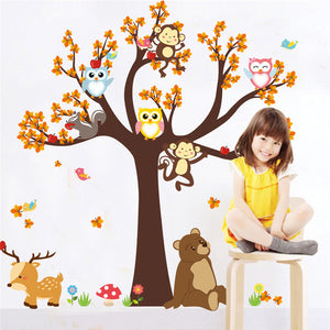 Tree Branch Animal Owl Monkey Bear Deer Wall Stickers