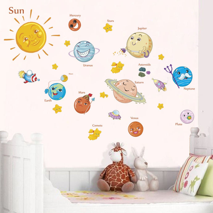 Solar System Cartoon Wall Stickers